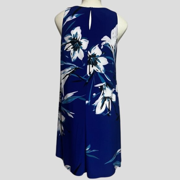 Lauren Ralph Lauren Blue Floral Summer Sleeveless Stretch Dress - Picture 2 of 12